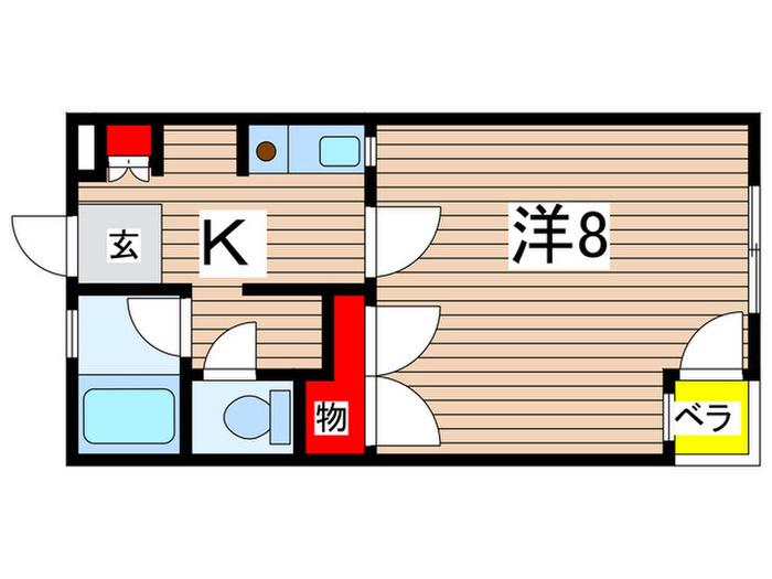 シャンポールⅠ(1K/2階)の間取り写真