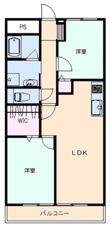 横溝第二マンション(2LDK/4階)の間取り写真