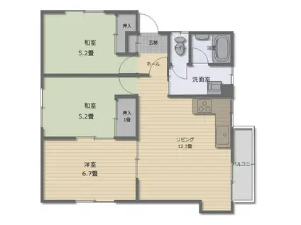 香月ハイツ(3LDK/2階)の間取り写真