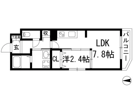 RIFF石橋阪大前(1LDK/4階)の間取り写真