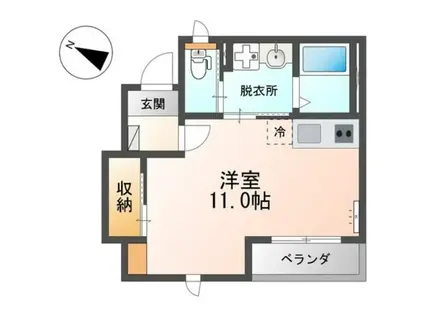 ルナヴォワール(ワンルーム/1階)の間取り写真