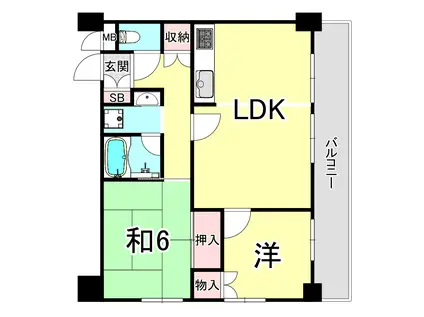 エルベ千鳥が丘(2LDK/3階)の間取り写真