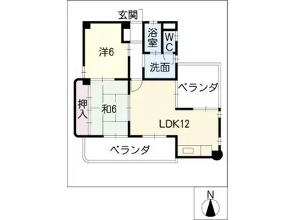 ファミーユ(2LDK/4階)の間取り写真