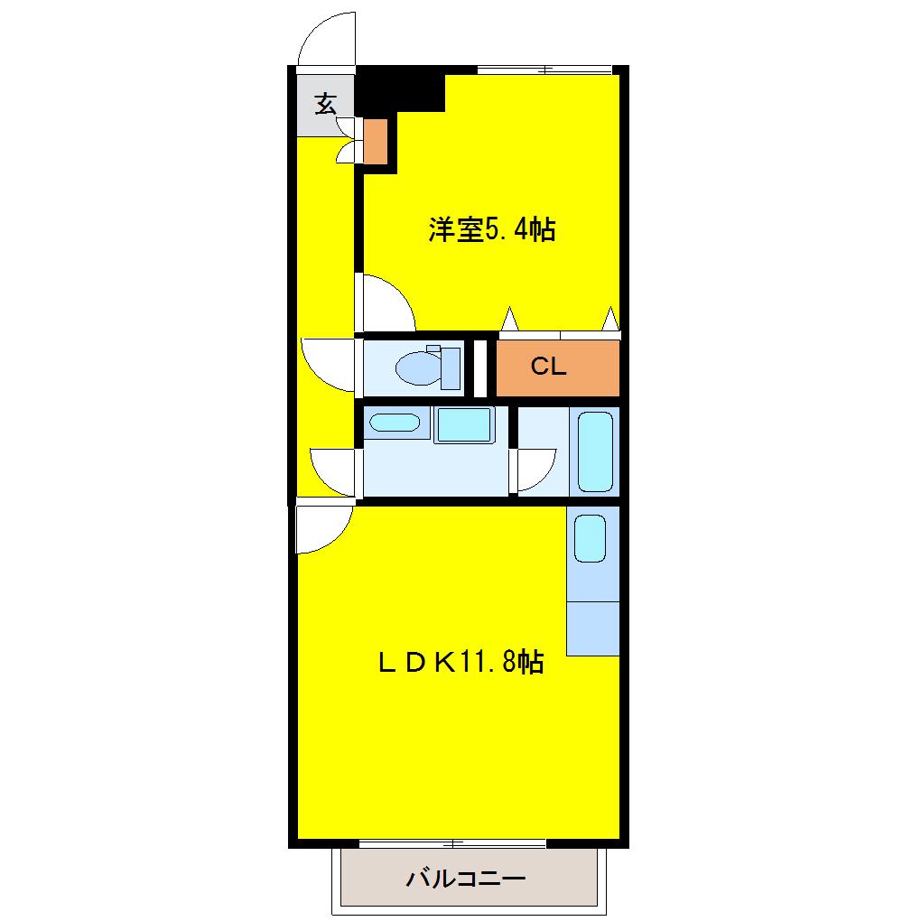 グランハイツ(1LDK/1階)の間取り写真