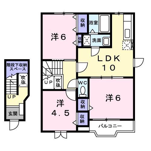 ピュアハウスII(3LDK/2階)の間取り写真