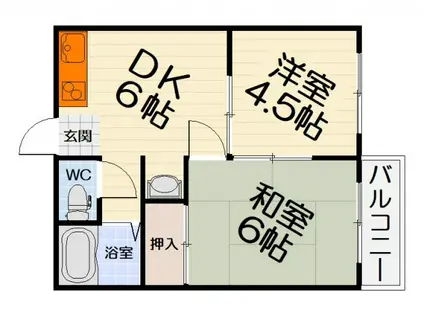 吉村ハイツ(2DK/2階)の間取り写真