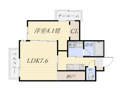 THE STARS MANSION HIGASHITANIYAMA(1LDK/4階)の間取り写真