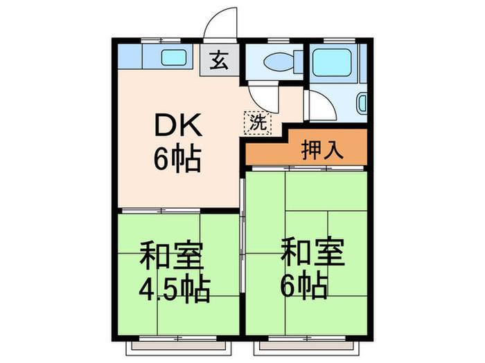 学園コ―ポ(2DK/1階)の間取り写真