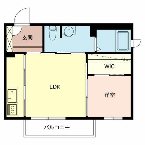 リヴェール紀三井寺(1LDK/2階)の間取り写真
