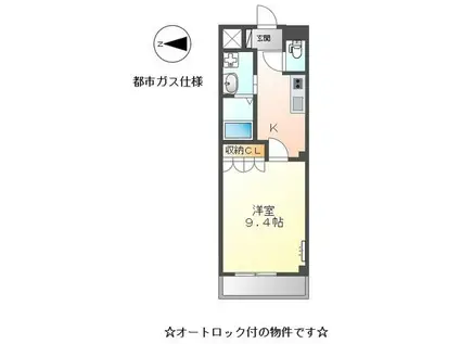 ラッフル金城(1K/2階)の間取り写真