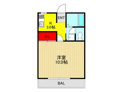 ニューグランデュール喜沢(1K/1階)の間取り写真