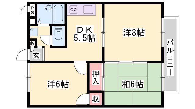 ビブレサカンダ(3DK/2階)の間取り写真