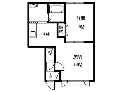 アヴァンティ(1LDK/1階)の間取り写真