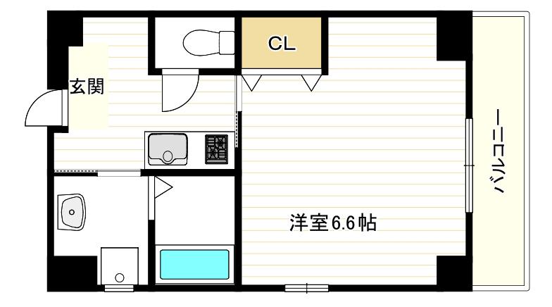 ヴィラナリー西九条II(1K/1階)の間取り写真