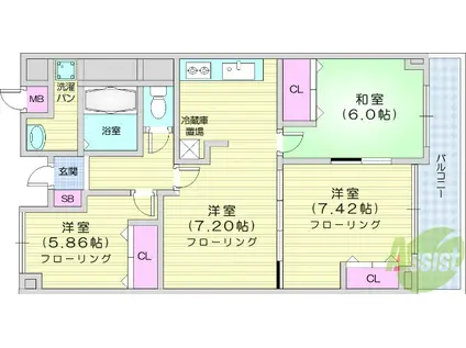エルコート・二の森(3LDK/4階)の間取り写真