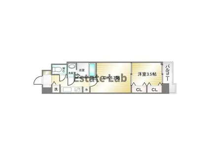 ラヴ神戸三宮(1DK/3階)の間取り写真