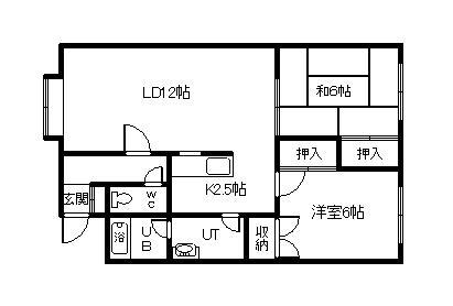 ドルチェB(2LDK/1階)の間取り写真