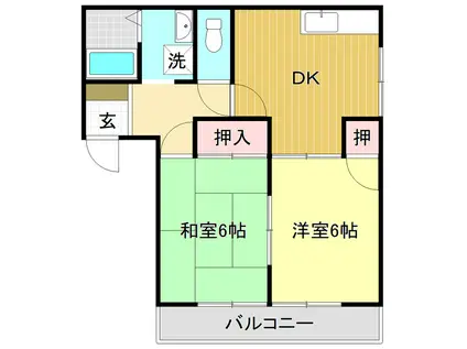 フレグランス白岩I(2DK/1階)の間取り写真