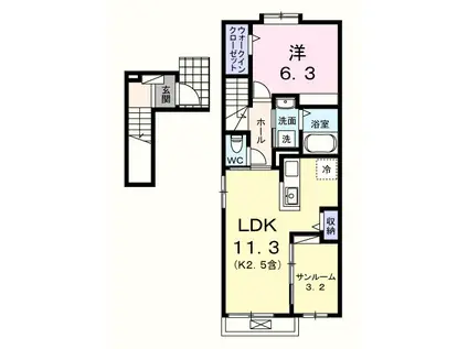 アルドーレII(1LDK/2階)の間取り写真