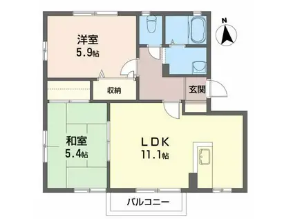 ファミールM・KC棟(2LDK/1階)の間取り写真