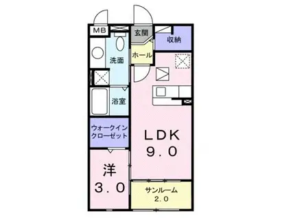 コンフォートA(1LDK/1階)の間取り写真