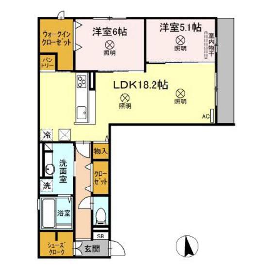 イルクオーレ(2LDK/1階)の間取り写真