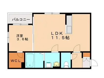 グランドソレイユ篠崎(1LDK/1階)の間取り写真