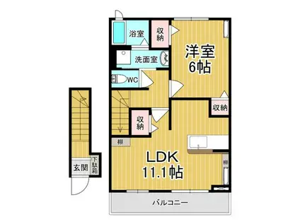 グリーンガーデンIV(1LDK/2階)の間取り写真
