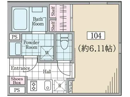 REVE RESIDENCE 学芸大学III(1K/1階)の間取り写真