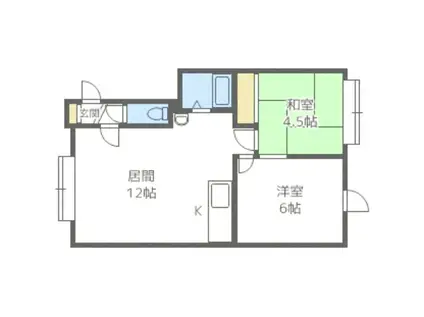 ハッピーハイツ(2LDK/2階)の間取り写真