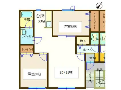 メゾンレユシールI(2LDK/2階)の間取り写真