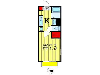 ヒルサイドD(1K/1階)の間取り写真