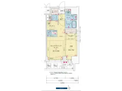 プレサンス広小路通今池(1LDK/6階)の間取り写真