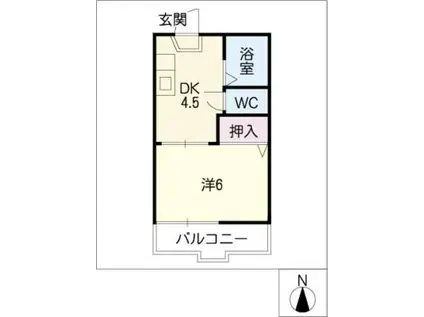 ベルメゾン(1DK/2階)の間取り写真