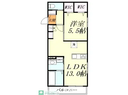 LUCE BRILLANTE(1LDK/1階)の間取り写真