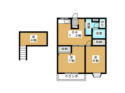 パルコート泉(2DK/2階)の間取り写真