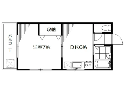 ミズノハウス(1DK/1階)の間取り写真