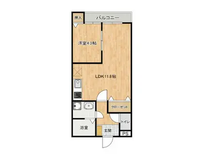 FUKUREA(1LDK/2階)の間取り写真