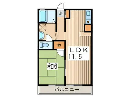 グランディール希望ヶ丘A(1LDK/2階)の間取り写真