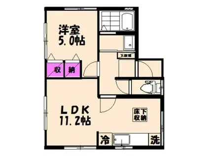 プチメゾン東戸倉II(1LDK/1階)の間取り写真
