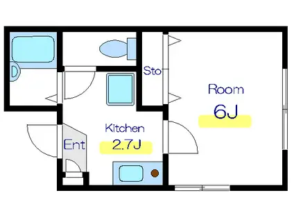 アミークリスタル(1K/1階)の間取り写真