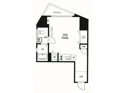 ベルファース東麻布(ワンルーム/6階)の間取り写真