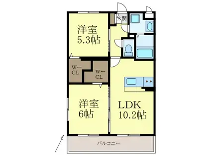 ユーミー三葛(2LDK/4階)の間取り写真