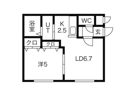 ブランノワールフォレスタ(1DK/4階)の間取り写真