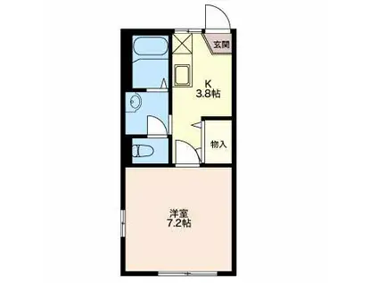 ディアスイルシオン(1K/2階)の間取り写真