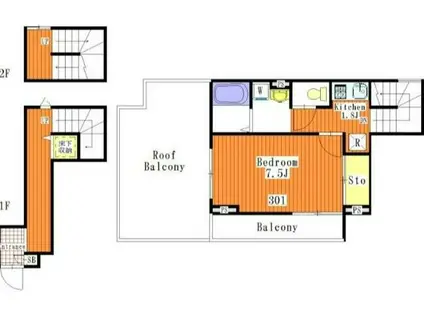 ネオコーポフロラI(1K/3階)の間取り写真