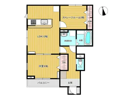 リーブルファイン南流山II期(1SLDK/1階)の間取り写真