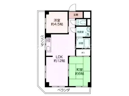 オオクボ成宮ハイツ(2LDK/2階)の間取り写真