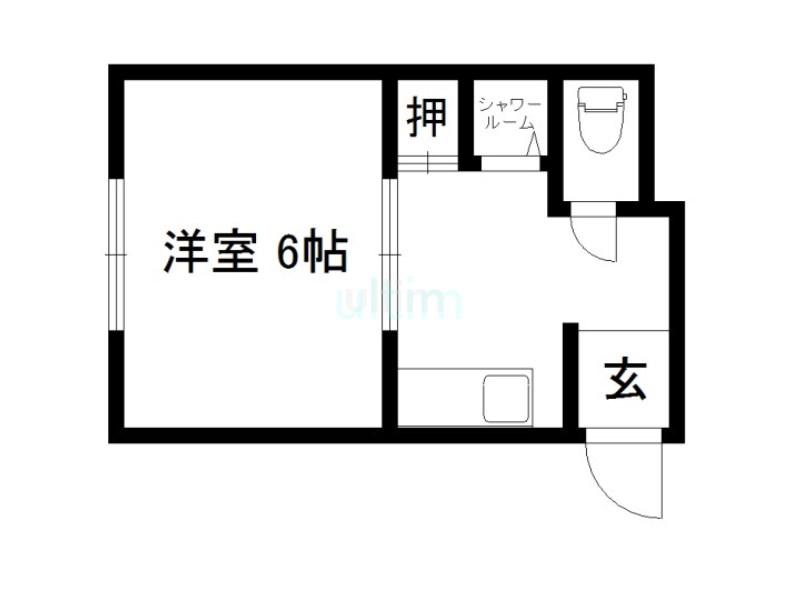 高瀬川マンション(1DK/4階)の間取り写真
