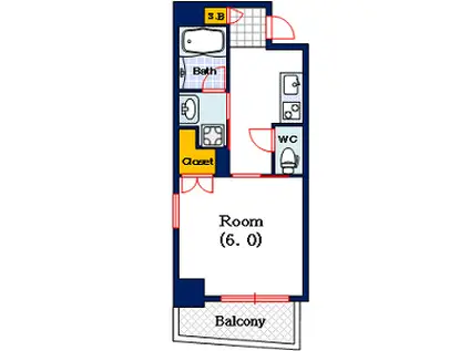 地下鉄御堂筋線 大国町駅 徒歩5分 13階建 築12年(1K/9階)の間取り写真